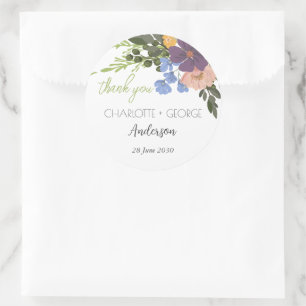 Adesivo Casamento Purple Floral e Greenery Obrigado