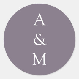 Adesivo Casamento Púrpura Mínimo Bold Monograma Boho Dusty