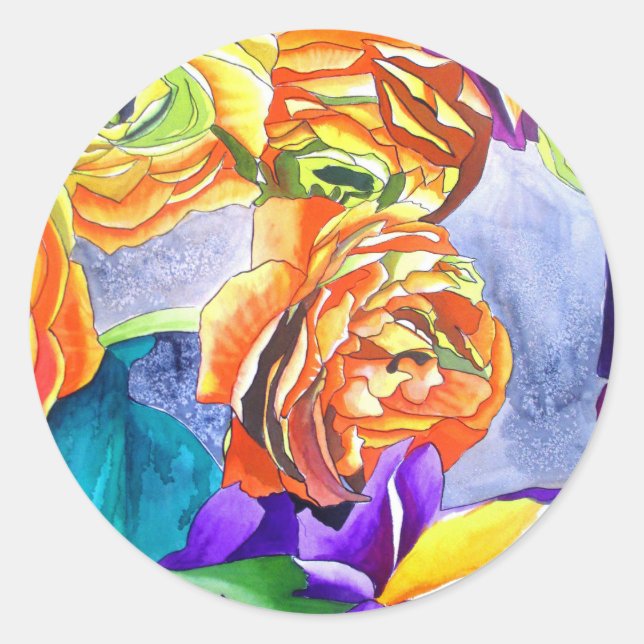 Adesivo Casamento Ranunculus e Iris Watercolor (Frente)