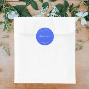 Adesivo Casamento Real Azul Estilizado Obrigado