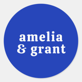 Adesivo Casamento Real Azul Moderno Retro Font