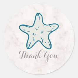 Adesivo Casamento Real Blue Rustic Starfish Obrigado