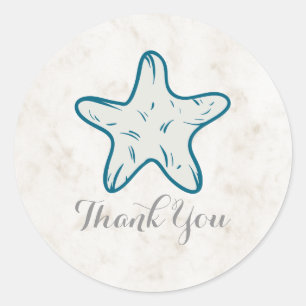 Adesivo Casamento Real Blue Rustic Starfish Obrigado