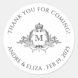 Adesivo Casamento Real Crest Elegante Wreath Monograma