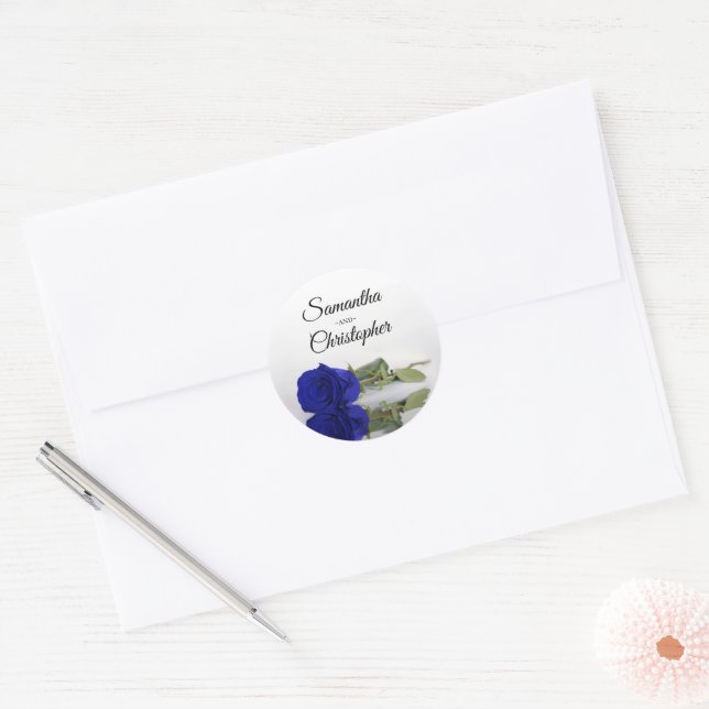 Adesivo Casamento Real de Rosa Azul Espelhado Elegante (Envelope)