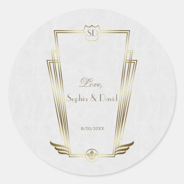 Adesivo Casamento Real Dourado de Deco Monograma de Arte B (Frente)