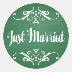 Adesivo Casamento Recém-Casados Quadro Negro Giz Verde Vin