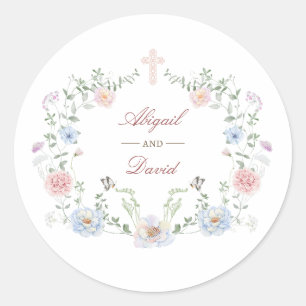 Adesivo Casamento Religioso de Moldura Floral Elegante