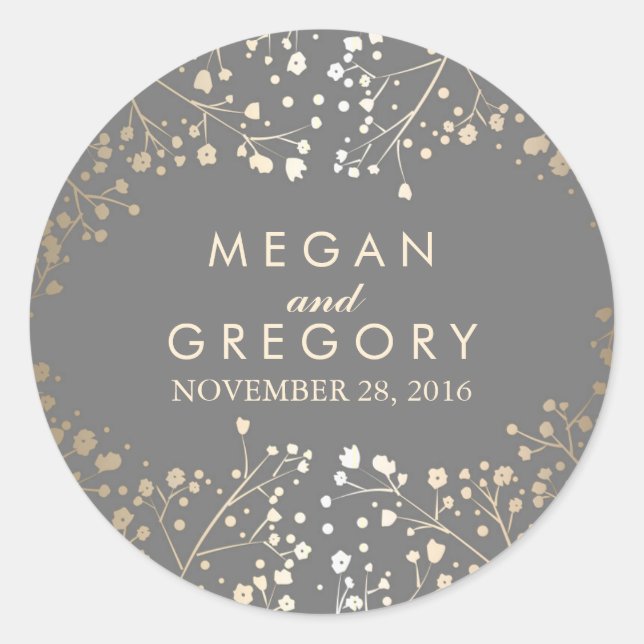 Adesivo Casamento Respiratório do Bebê do Gold Foil (Frente)