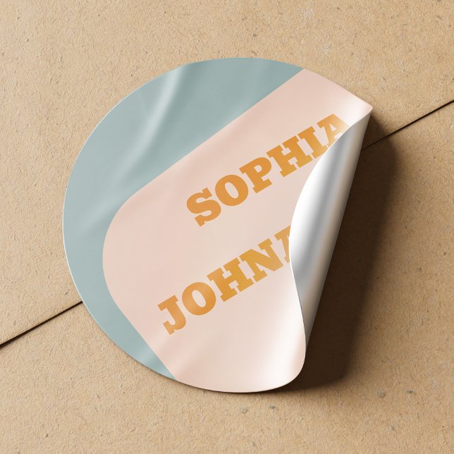 Adesivo Casamento retrô dos anos 70 groovy azul laranja em (Criador carregado)