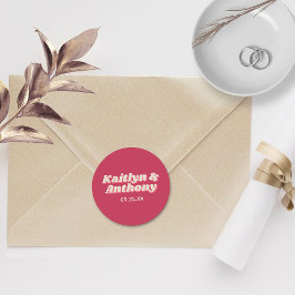 Adesivo Casamento Retro Groovy Viva Magenta, de 70 anos