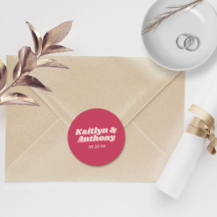 Adesivo Casamento Retro Groovy Viva Magenta, de 70 anos