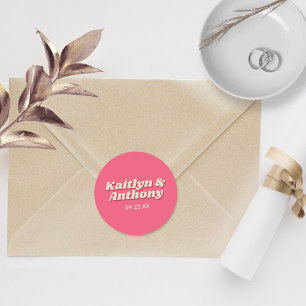 Adesivo Casamento Retro Groovy Viva Magenta, de 70 anos