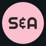 Adesivo Casamento Retro Monograma De Pastel Rosa<br><div class="desc">Aproveite esta elegância retrógrada moderna com esta divertida design brilhante com fontes clássicas e uma bela paleta de cores.</div>