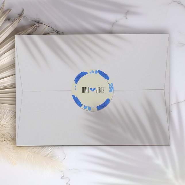 Adesivo Casamento Romântico Azul Floral (Criador carregado)