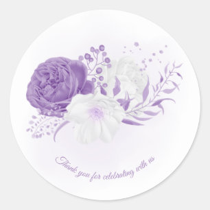 Adesivo casamento romântico branco e roxo