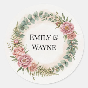 Adesivo Casamento Romântico com Flores Rosa e Vegetação