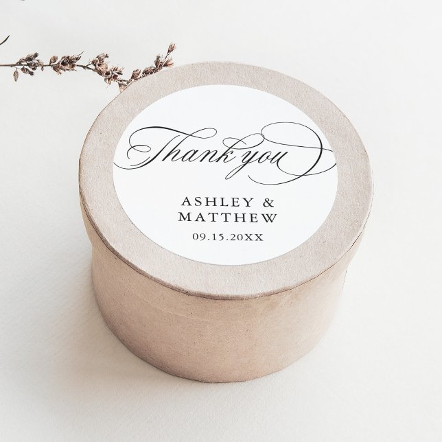 Adesivo Casamento Romântico da Caligrafia Suave Obrigado (Criador carregado)