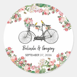 Adesivo Casamento Romântico de Flores de Bicicletas e Ave