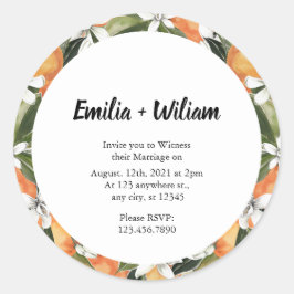 Adesivo Casamento Romântico de Laranjas Citrinas