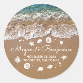 Adesivo Casamento Romântico de Verão com Ondas de Praia Az