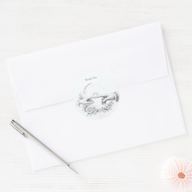 Adesivo Casamento Romântico Mãos Obrigado  (Envelope)