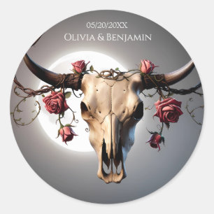 Adesivo Casamento Romântico Medieval do Crânio de Vaca