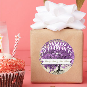 Adesivo Casamento romântico roxo brilhante da folha do