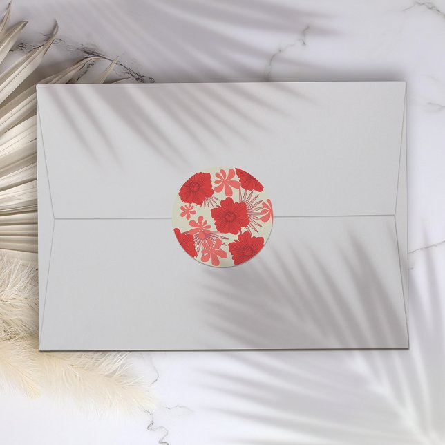 Adesivo Casamento Romântico Vermelho Floral (Criador carregado)