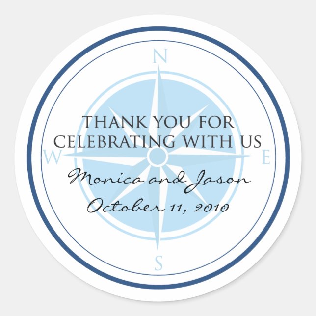 Adesivo Casamento Rosa de Compass Náutico Azul (Frente)