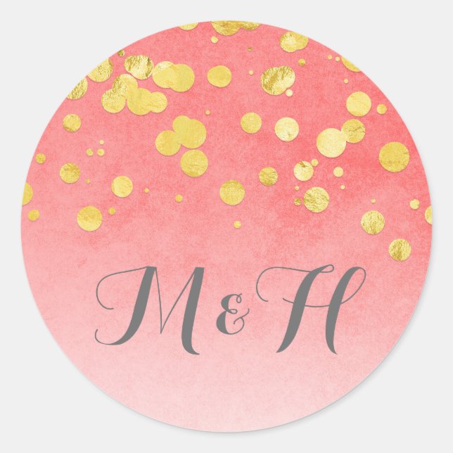 Adesivo Casamento Rosa Dourado com Blush Confetti (Frente)