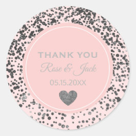 Adesivo Casamento Rosa Faux Silver Glitter Confetti Pontos