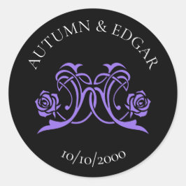 Adesivo Casamento Rosa Gótico Roxo Preto