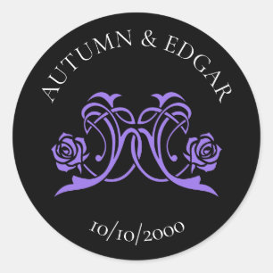Adesivo Casamento Rosa Gótico Roxo Preto