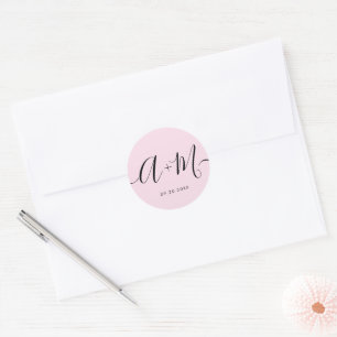 Adesivo Casamento Rosa Personalizado de Letra Minúscula Mi
