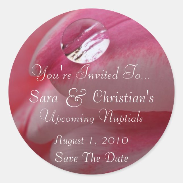 Adesivo Casamento Rosa Rosa Raindrop (Frente)