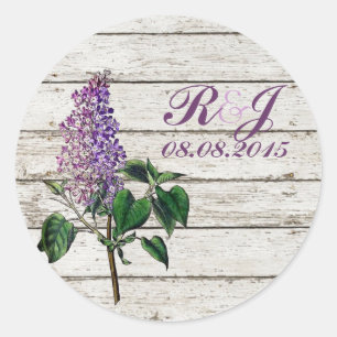 Adesivo casamento roxo de madeira whitewashed país do