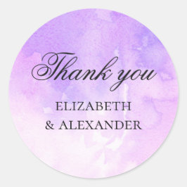 Adesivo Casamento roxo elegante. Obrigado lilás aquarela