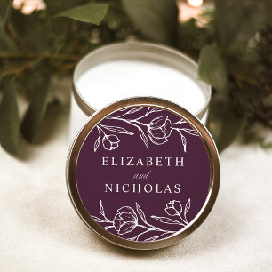 Adesivo Casamento Roxo Floral Desenhado