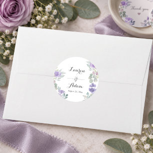 Adesivo Casamento Roxo Floral Elegante Eucalipto