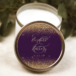 Adesivo Casamento Roxo Letra Dourada com Brilho