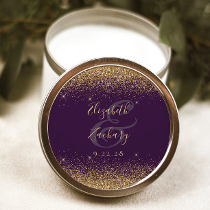 Adesivo Casamento Roxo Letra Dourada com Brilho
