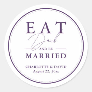 Adesivo Casamento Roxo Moderno com Script Elegante