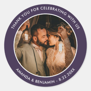 Adesivo Casamento Roxo Obrigado Fotografias