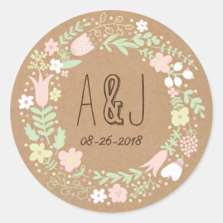 Adesivo Casamento Russo Boho Pastel Floral Wreath
