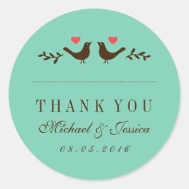 Adesivo Casamento Russo De Pássaros Azuis Obrigado Sticker