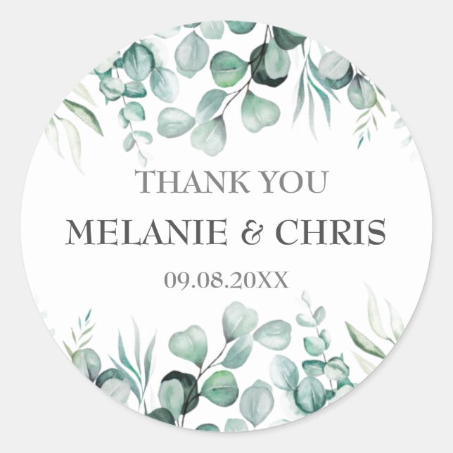 Adesivo Casamento Russo Eucalyptus Greenery Personalizado  (Frente)