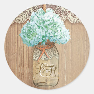 Adesivo Casamento Russo Floral de Mason Jar Hydrangea