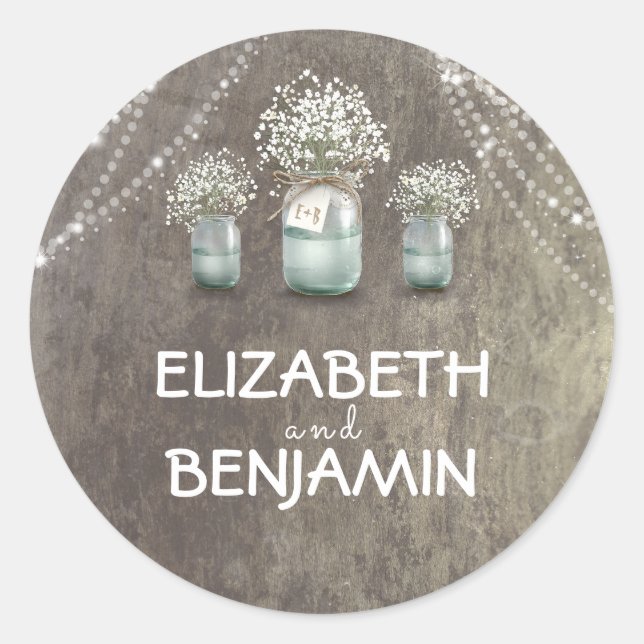 Adesivo Casamento Russo Mason Jar Bretic Floral (Frente)