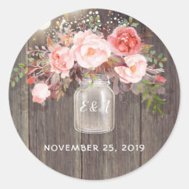Adesivo Casamento Russo Mason Jar Flowers Rosa